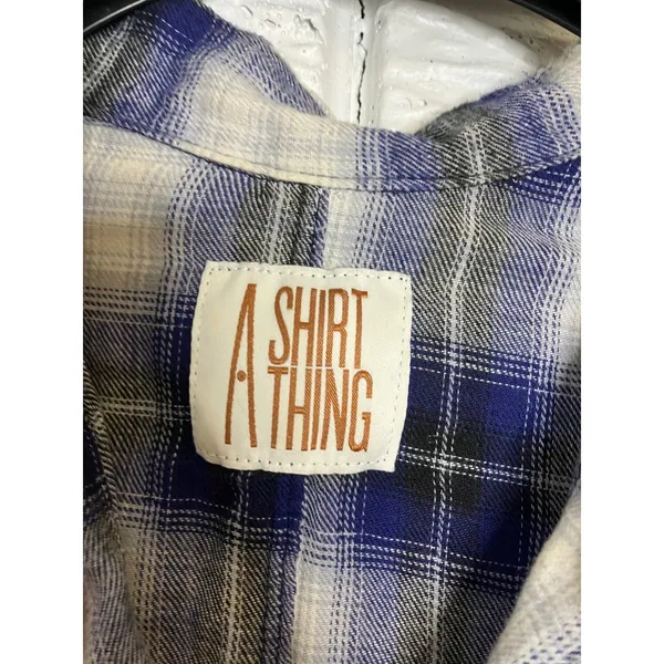 A Shirt Thing Diego plaid flannel‎ Popover top long sleeve women's size small - Image 4