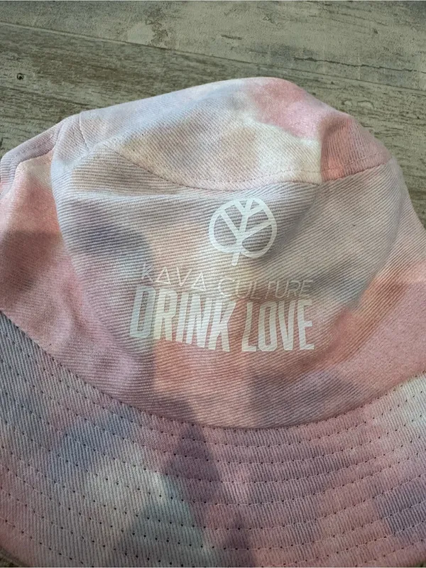 Kava Culture "Drink Love" Tie-Dye Pink and Purple Bucket Hat - Image 2