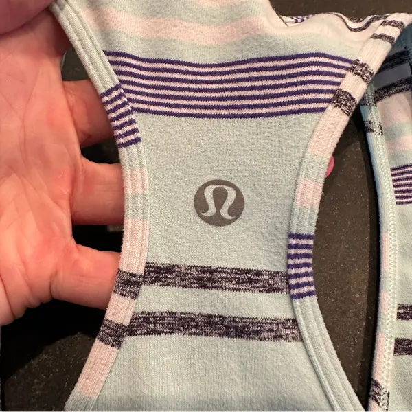 Lululemon Cool Racerback Groovy Stripe Static Wave Cadet Blue Size 8 - Image 7