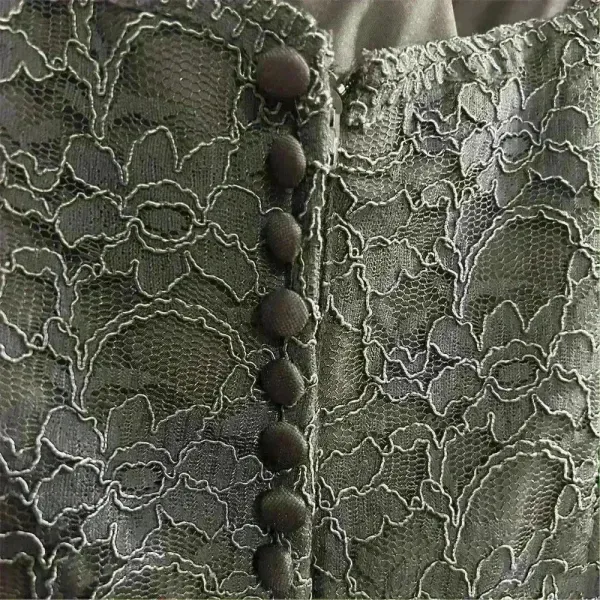 Mori‎ Lee Dark Gray Lace Evening Gown Size 10 Sleeveless V-Neck Short Dress - Image 9