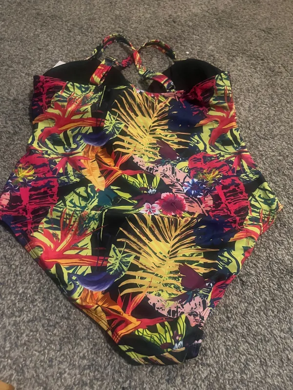 next Neon Tropical Print One Piece Swimsuit in Pink, Yellow, Green, Blue - Image 5