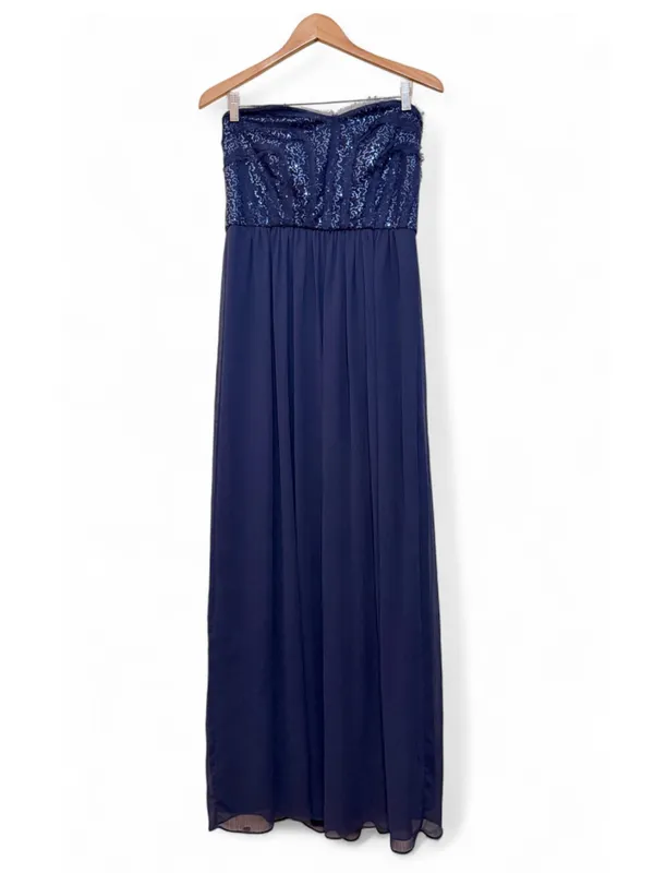 Max and Cleo BCBG Symmetrical Strapless Dark Night Sequence Maxi Dress Size 12 - Image 2