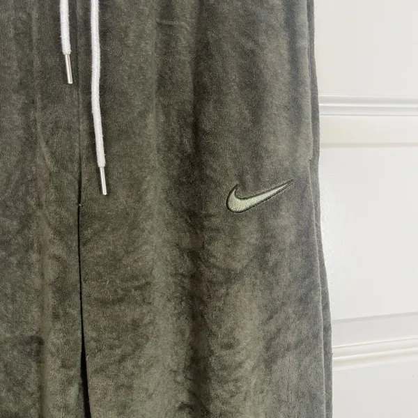 Nike Sweats Size S Terrycloth Wide Leg High Rise Olive Green - Image 6