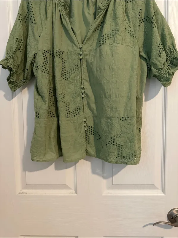 Wonderly Eyelet Button-Front Blouse - Image 4