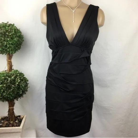 Nikibiki Black Slinky Body Con Bandage Sleeveless Mini Dress L - Image 7