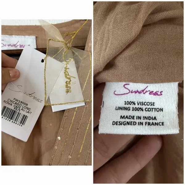 Sundress REVOLVE Chicago Long Maxi Dress XS/S Gold Sequin Lurex Boho Resort NWT - Image 4