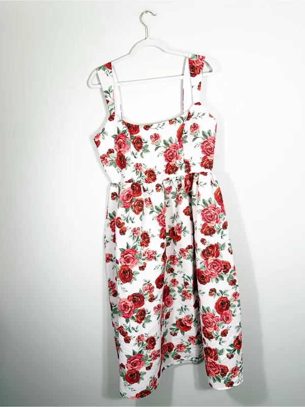 Anthropologie Sachin and Babi Blaine Square Neck Midi Dress Rose Floral Print 14 - Image 2