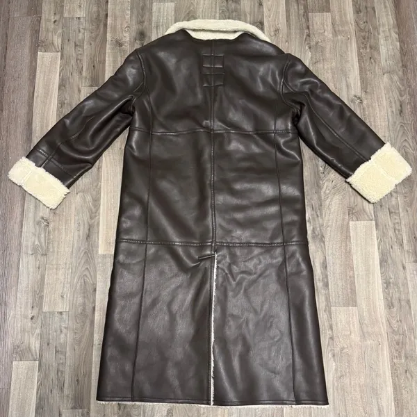 Aritzia Instant Funk Espresso Brown Leather Shearling jacket coat - Image 6