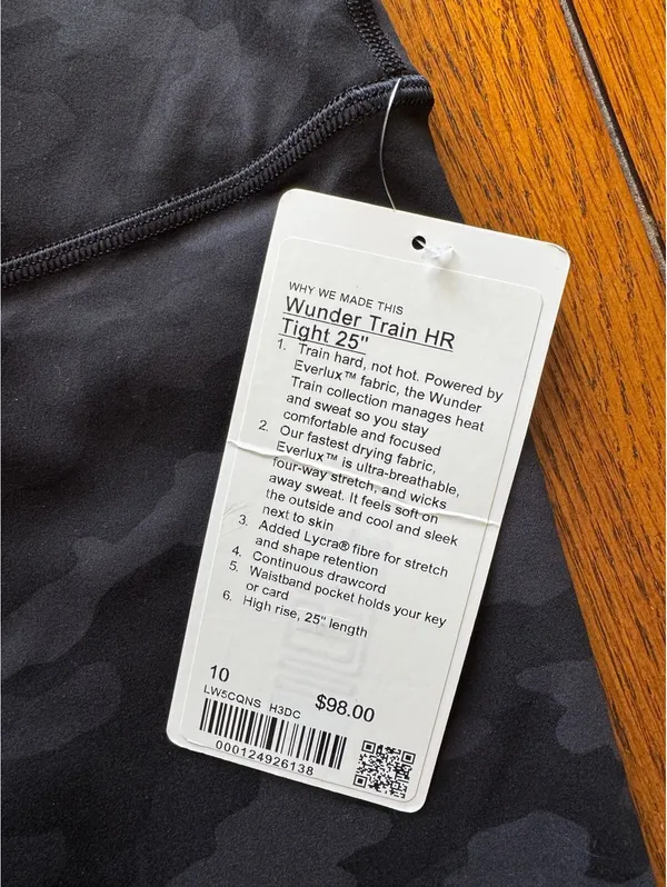 Lululemon Wunder Train High Rise 25” Heritage Camo Deep Coal Black Size 10 NWT - Image 5