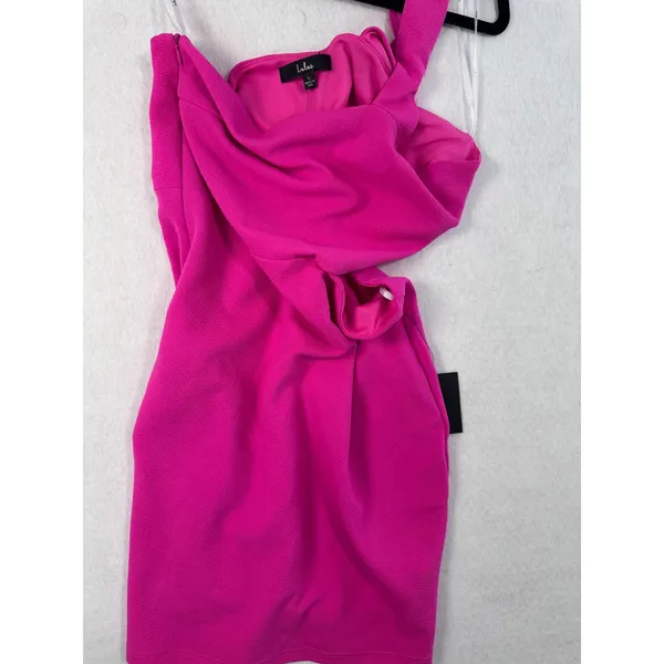 Lulus Pink One Shoulder Cutout Mini Dress Size Large NEW Barbiecore Made in‎ USA - Image 4