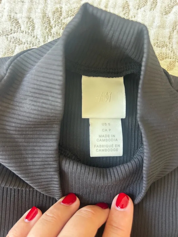 H&M Bodysuit Black Ribbed Tank - Image 2