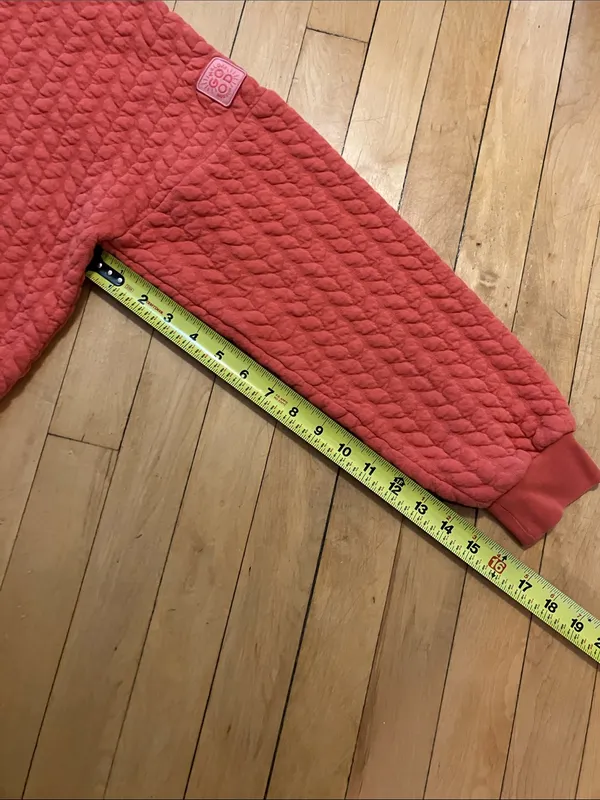 Maloja Quilted Crewneck Sweatshirt in Salmon Red Orange Size Medium - Image 9
