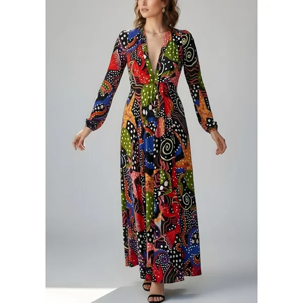 FARM RIO Under The Sea Maxi Dress, Multicolor, XS - Image 4