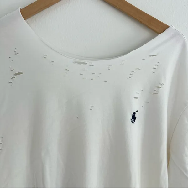Polo Ralph Lauren Destroyed Off-the-Shoulder Tee - Image 2