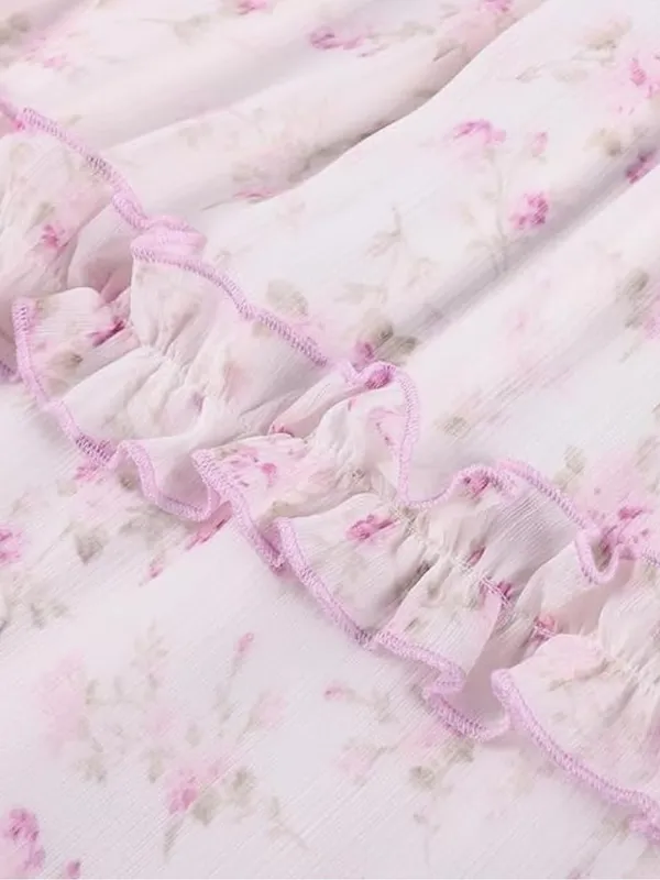 Scarlet Darkness Floral Smocked Summer Dress Pink/White Size Small NWT - Image 4