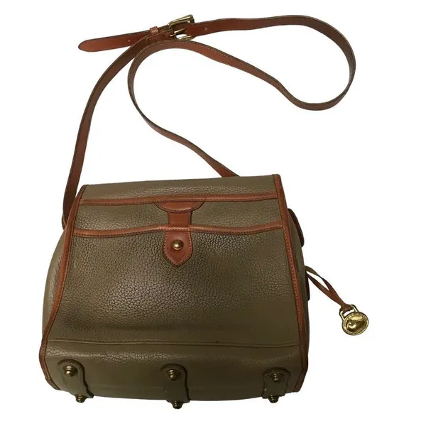 Dooney & Bourke Vintage Essex saddlebag‎ taupe & cognac AWL pebble crossbody bag - Image 3
