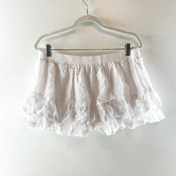 Cotton Candy Layered Eyelet Lace Mini Skirt Skort White Large - Image 4