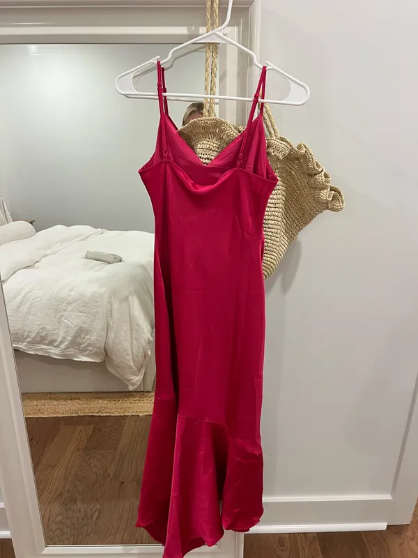 Pink Satin Maxi Dress - Image 4