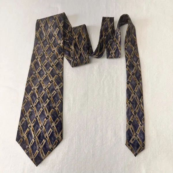 Fierte S.r.l Men's Vintage Tie Grey Multicolor Geometric Silk Handmade - Image 3