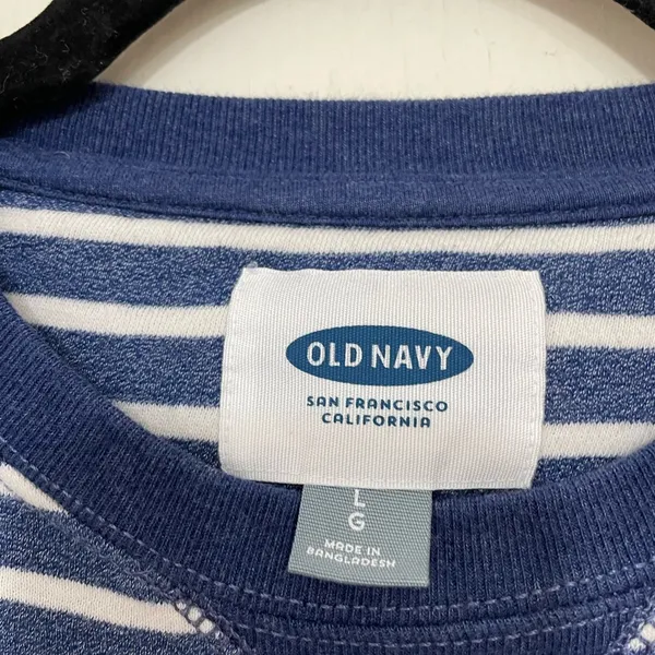 Old Navy Crewneck Striped Long Sleeve Top Fleece Lined Nautical ~ Women’s Size L - Image 6