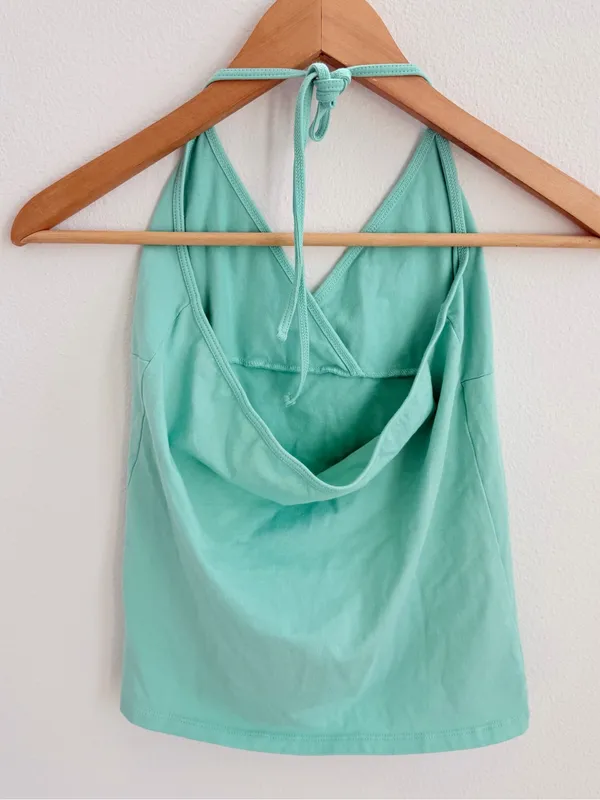 Brandy Melville Mint Green Halter Top & Foldover Pants Matching Set - Image 4