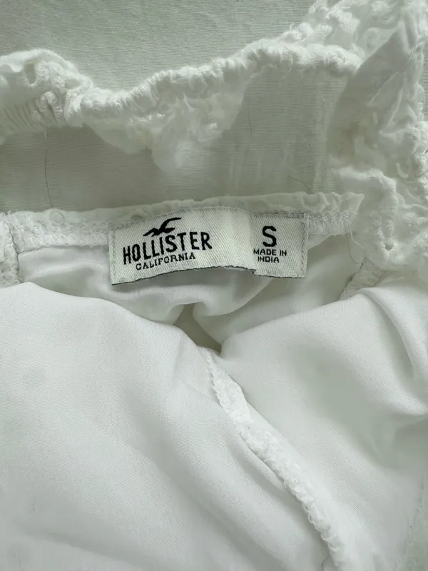 White Eyelet Hollister Crop Top - Image 3