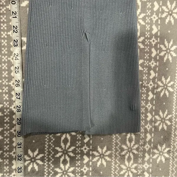 NWOT Abercrombie & Fitch Ribbed‎ Kick Flare High Rise Sweater Pant Blue Large - Image 13