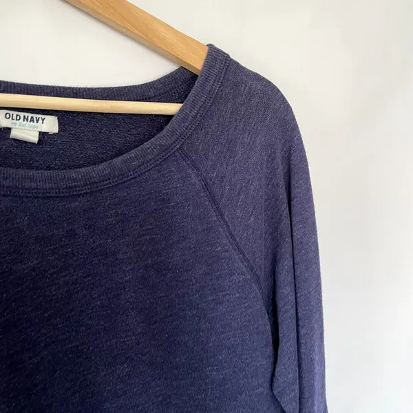 Old Navy Raglan Crewneck Sweater Small Indigo‎ Purple Women Cotton Blend - Image 2