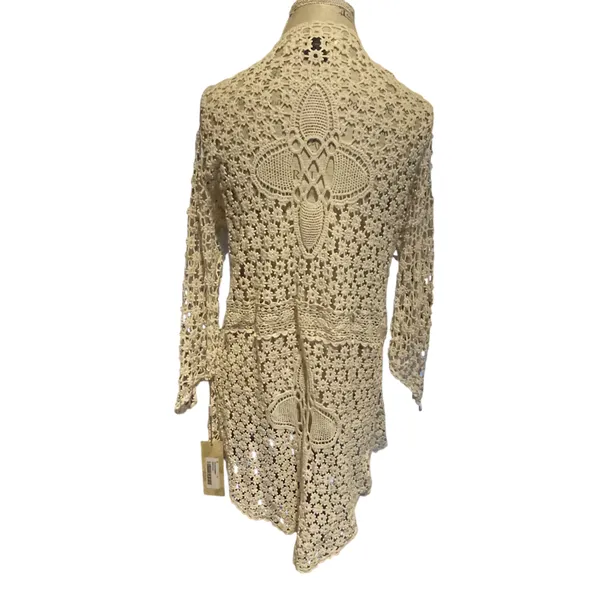 Urban Mangoz NWT Crochet Lace Tie Front Cardigan Coverup Cream X-Large - Image 4