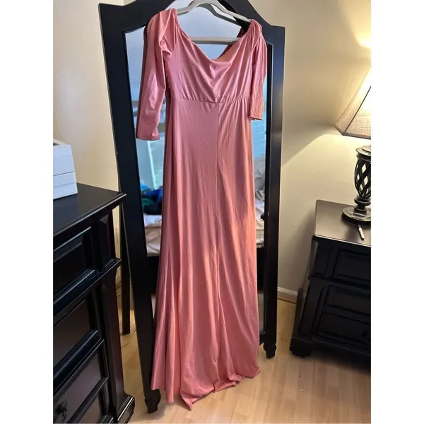 NEW pink MAXI EMPIRE WAIST DRESS GOWN PHOTOSHOOT SMALL - Image 2