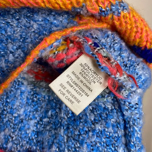 Sincerely Jules Multicolor Abstract Wool Blend Knit Oversized Cropped Sweater - Image 8