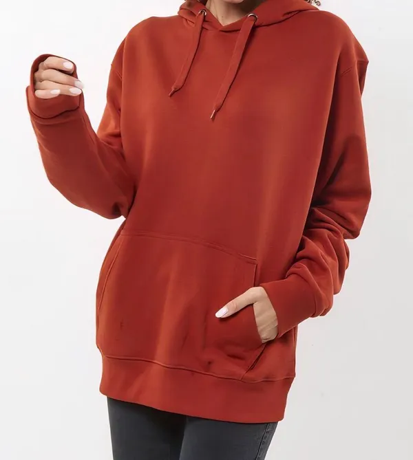 Women's Warm Rust Hoodie Brown Size XXL - Image 2
