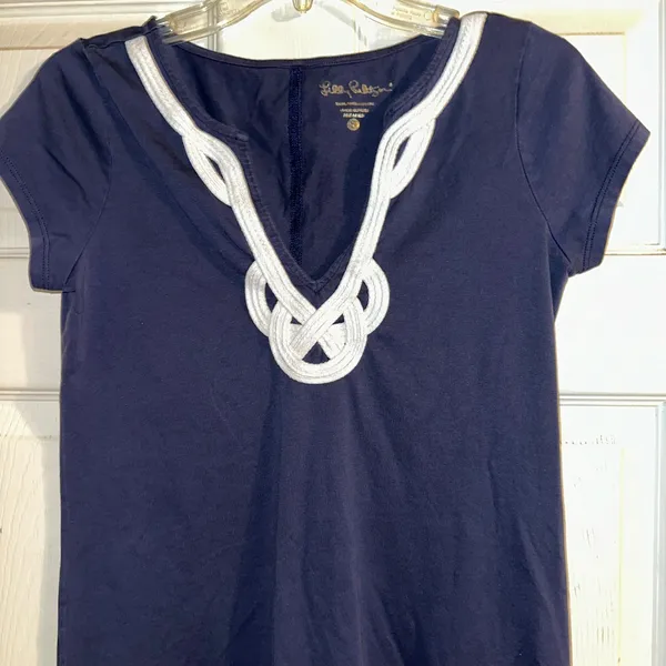 Lilly‎ Pulitzer Brewster Knit T-Shirt Dress Casual Short Sleeve Size S navy - Image 7
