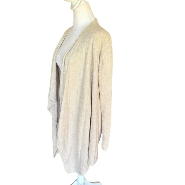 Barefoot Dreams Cozy Chic Lite Knit Beige Cardigan Sweater Waterfall Open Front - Image 4