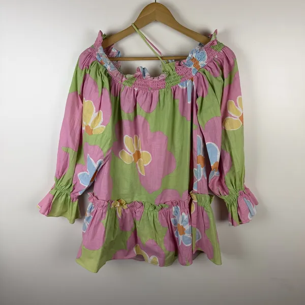 Sabo Skirt NWT Blair Puff Dress Sizs‎ XS Floral Off Shoulder Colorful Coastal Vacation - Image 4