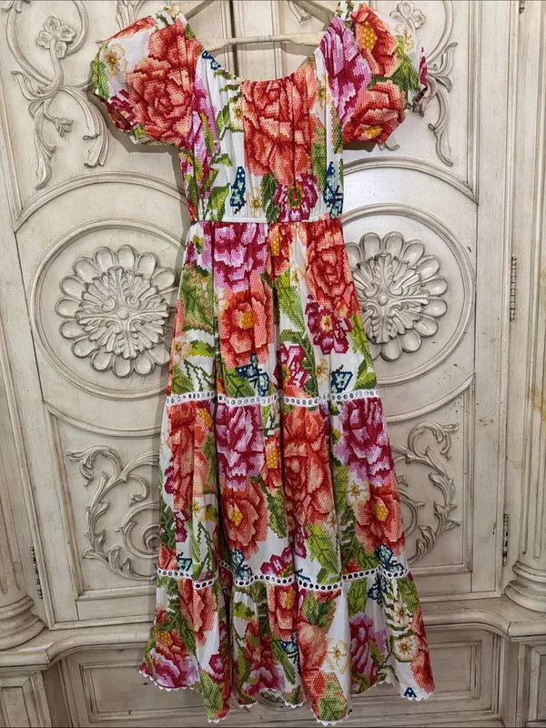 Farm Rio colorful tropical printed Macie Tiered Maxi Dress size XSMALL - Image 11