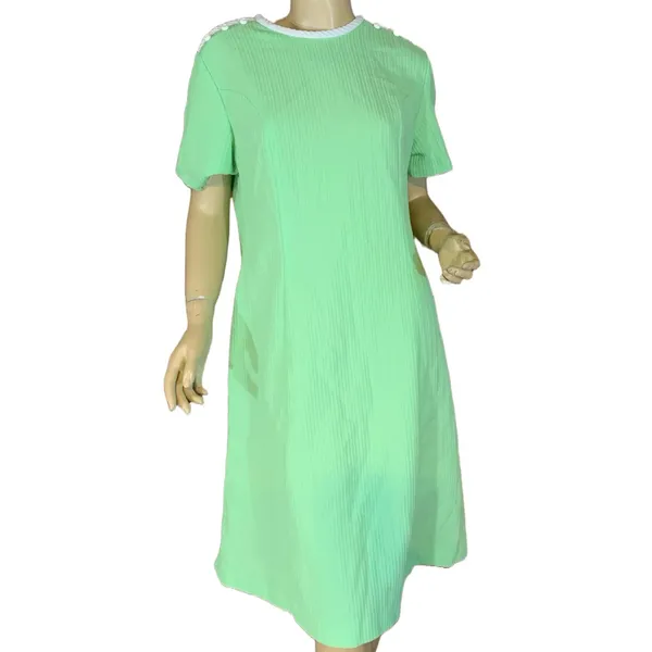 Vintage Holly Hill 1960'S Green Shift Dress (Appx Large) - Image 2