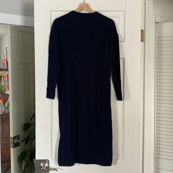 NWT Madewell Navy Ribbed Wool Blend Midi Sweater Dress Size Small - Image 10