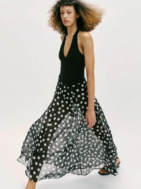 ZARA Polka Dot Combination Dress - Image 4