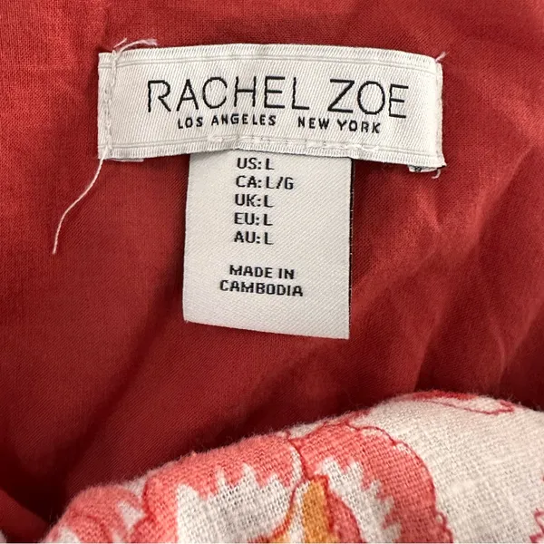 RACHEL ZOE Coral Linen Blend Tiered Maxi Sun Dress - Image 6
