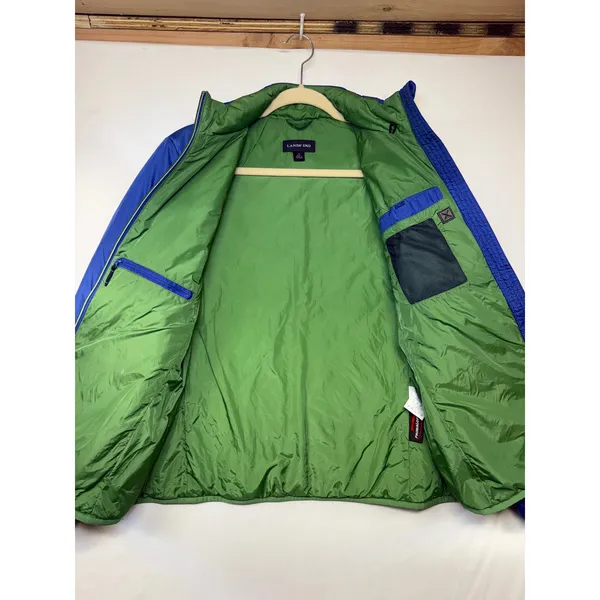 Lands End Blue‎ Quilted Primaloft Puffer Jacket Womens Size S 6-8 Green Lining - Image 6