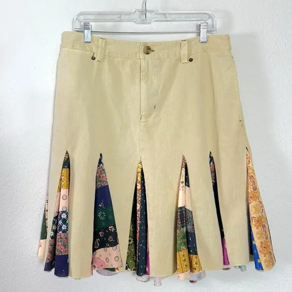 Free People Dark Academia Preppy Menswear Peirrot Scarf Midi Skirt Size 6 - Image 7