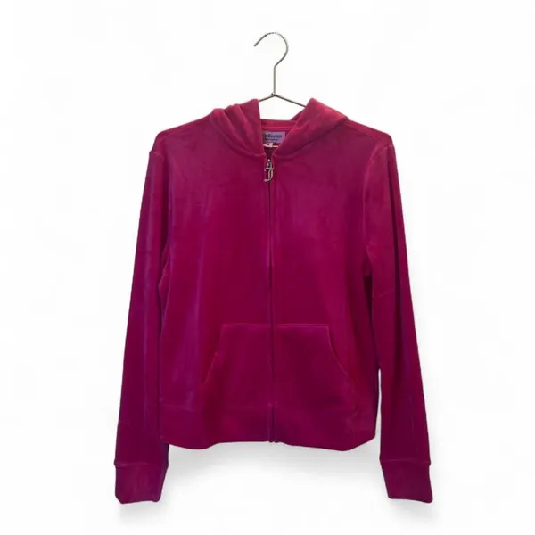 Juicy‎ Couture Velour Zip Hoodie Pink Rhinestone Logo NWT Size M - Image 2