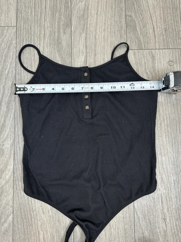 No Boundaries Black Ribbed Henley Bodysuit Size Medium Adjustable Strap - Image 5