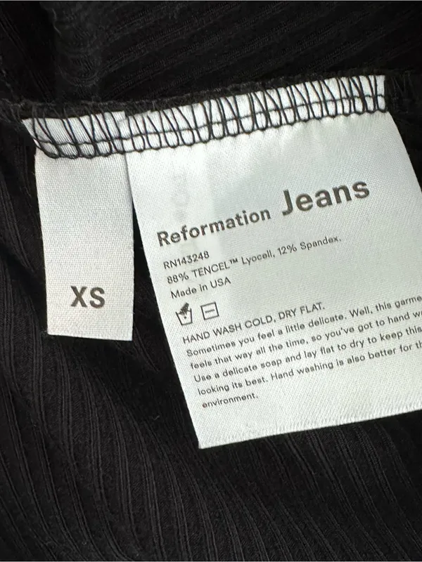 Reformation Jeans Linah Black Ribbed Knit Square Neck Mini Dress XS - Image 7