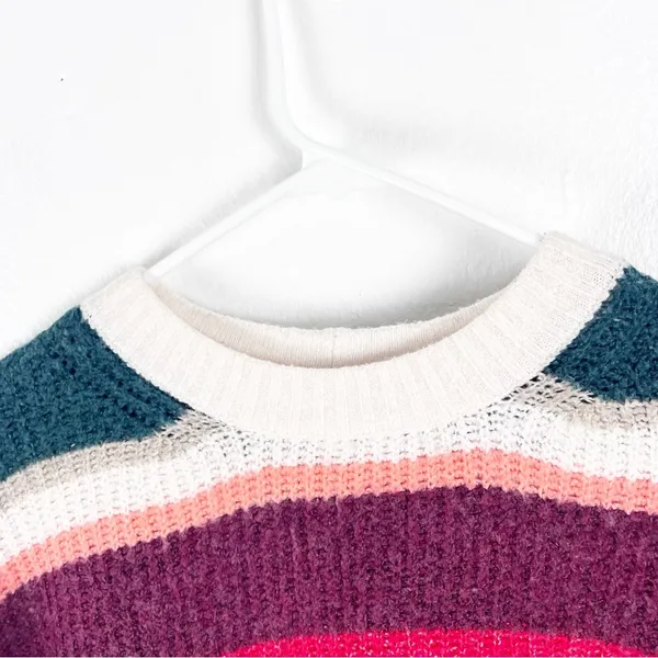 AMERICAN EAGLE Striped Long Sleeves Drop Shoulder Cropped Sweater Small Casual - Image 5