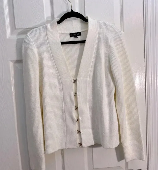 Elegant JLUXLABEL Cream Women's Sweater/cardigan size L - Image 2