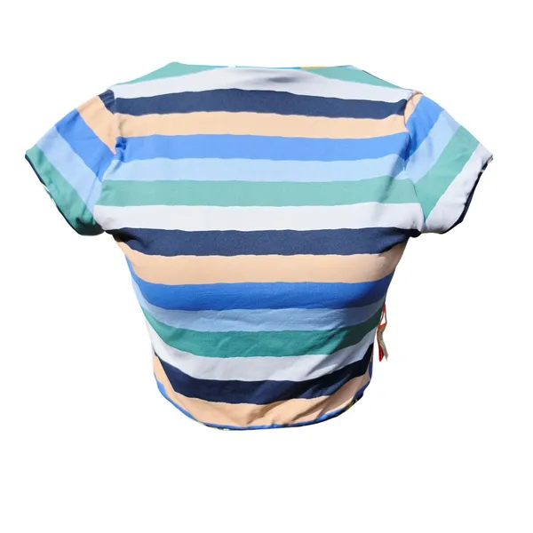 Maaji Reversible Tropical Palm Striped Open Tie Back Swim Crop Top OP18399 Small - Image 4