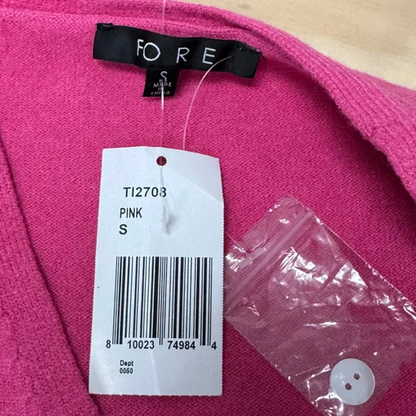 NWT FORE Pink Short Sleeve Asymmetrical Faux‎ Button Front Sweater T12708 Small - Image 7