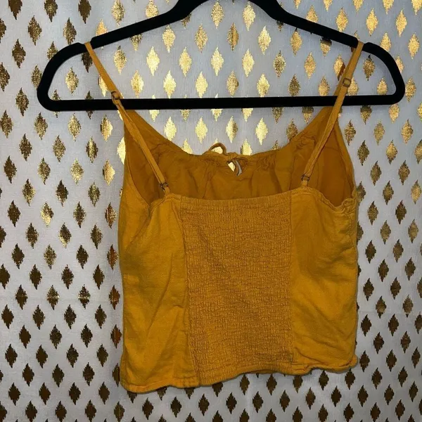 Abercrombie & Fitch strappy crop top mustard yellow milk maid size S - Image 3